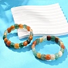 Natural Multi-Color Agate Beaded Stretch Bracelets for Women Men BJEW-M049-10B-1