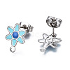 304 Stainless Steel Enamel Stud Earring Findings STAS-T052-43P-03-2