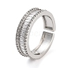 Rack Plating Brass Micro Pave Cubic Zirconia Open Cuff Rings for Women RJEW-C080-06P-1