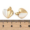 Brass Pave Natural Shell Heart Charms KK-P283-07G-3