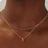 Brass Double Layer Small Letter Pendant Necklaces for Women WG025FC-24-1