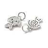 Dog Brass Micro Pave Clear Cubic Zirconia Charms KK-G425-14-3