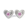 Heart 304 Stainless Steel Pearl Pink Cubic Zirconia Stud Earring for Women EJEW-Z047-05P-01-1