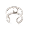 Clear Cubic Zirconia Initial Letter Open Cuff Ring RJEW-A012-01P-C-3