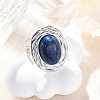 Oval Natural Lapis Lazuli Finger Rings RJEW-M063-01P-14-1