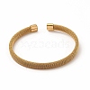 304 Stainless Steel Flat Mesh Chain Shape Open Cuff Bangle for Women BJEW-C033-09G-2