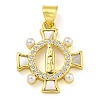 Real 18K Gold Plated Brass Pendants with Shell KK-D534-05G-02-1