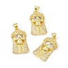 Rack Plating Brass Micro Pave Clear Cubic Zirconia Pendants ZIRC-I058-24G-1