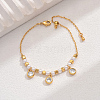 Elegant Adjustable Imitation Pearl & Brass Pave Cubic Zirconia Charm Bracelet for Women OX5546-1