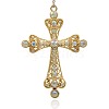 Alloy Rhinestone Cross Big Pendants RB-J109-28G-1