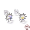 Anti-Tarnish Rhodium Plated 925 Sterling Silver Sunflower Stud Earring Findings EJEW-M202-03P-3