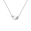 Alloy Crystal Rhinestone Whale Pendant 201 Stainless Steel Cable Chain Necklaces for Women WG0EF37-01-5