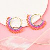 304 Stainless Steel & Bohemian Beaded Fan Hoop Earrings for Women EJEW-R001-01G-05-4