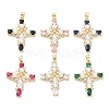 Brass Pave Cubic Zirconia with ABS Plastic Imitation Pearl Pendants KK-G467-01G-1