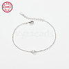 Anti-Tarnish Rhodium Plated 925 Sterling Silver Letter Cubic Zirconia Link Bracelets GI2156-21-1