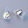 AB Color Half Electroplated Glass Pendants X-EGLA-R106-02-B-2