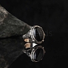 Oval Natural Black Agate Finger Rings PW-WG03CB0-01-2