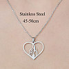 201 Stainless Steel Hollow Heart Pendant Necklace NJEW-OY002-22-3