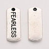 Tibetan Style Alloy Rectangle with Word Fearless Pendants LS-TIBEP-Q043-064-RS-2