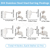SUNNYCLUE 48Pcs 4 Style 304 Stainless Steel Stud Earring Findings STAS-SC0007-31-2