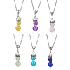 6Pcs 6 Colors Handmade Glass Beaded Prince with Crown Pendant 304 Stainless Steel Cable Necklaces for Women NJEW-JN05447-2