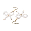 Dyed Natural Shell Beaded Bowknot Dangle Earrings EJEW-TA00501-4