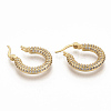 Brass Micro Pave Clear Cubic Zirconia Hoop Earrings EJEW-S208-059-3