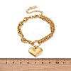 Ion Plating(IP) 304 Stainless Steel Twisted Chain & Cable Chain Heart Charm Bracelets for Women BJEW-H613-01G-4