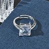 Brass & Clear Cubic Zirconia Finger Rings CU-CBA7E55-13P-2