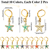 Starfish Alloy Enamel Pendant Decorations HJEW-SC00051-2