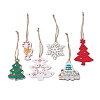 Christmas Printed Wood Pendant Decoration HJEW-JM02405-1