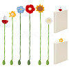6Pcs 6 Styles Flower & Mushroom & Leaf Handmade Woven Woolen Yarn Bookmarks HJEW-HY0001-19-1
