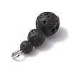 Natural Lava Rock Round Beaded Pendants PALLOY-JF02867-06-4