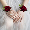 CRASPIRE 2Pcs 2 Style Rose Flower Silk Wrist and Flower Silk Brooch Sets AJEW-CP0004-58-4