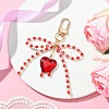 Bowknot & Heart Glass & Resin Pendant Decorations HJEW-TA00320-4