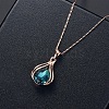 Teardrop Alloy Glass Pendant Necklaces & Stud Dangle Earrings Sets for Women WGD12E0-02-2