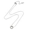 304 Stainless Steel Crystal Rhinestone Round Snake Chain Ring Pendant Necklaces for Women NJEW-Z082-03P-2