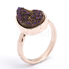 Electroplate Natural Druzy Quartz Crystal Finger Rings RJEW-I055-09RG-RS-4