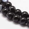 Natural Black Agate Bead Strands X-G-K166-13-6mm-05-3