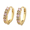 Luxury Pink Cubic Zirconia Huggie Hoop Earrings EJEW-C012-04-3