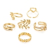 6Pcs 6 Styles Adjustable Brass Micro Pave Clear Cubic Zirconia Cuff Rings RJEW-LS0001-20G-4
