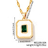 Elegant Vintage Brass Green Cubic Zirconia Square Pendant Dapped Chain Necklace for Women CS0591-2-1