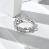 Butterfly Clear Cubic Zirconia Cuff Rings RJEW-G337-15P-2