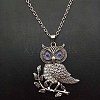Alloy Capri Blue Rhinestone Cute Owl Pendant Necklaces for Women ZP2296-2-1