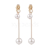 Double Shell Pearl Dangle Stud Earrings EJEW-TA00070-1