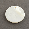 Flat Round Sea Shell Pendants X-SSHEL-R025-20mm-2