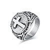 Stainless Steel Cross Signet Rings PW-WG22383-06-1