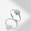 Rhodium Plated 925 Sterling Silver Moissanite Finger Rings for Women WG1C4E3-02-3