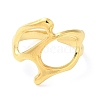 304 Stainless Steel Twist Hollow Open Cuff Ring for Women RJEW-I098-32G-2