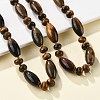 Natural Tiger Eye Beaded Necklaces NJEW-S388-13-2